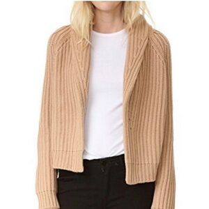 Vince Wool Cashmere Blend Open Front Cardigan Sweater Camel Sz XS Grandpa Core